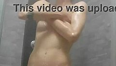 Skinny teen 18+ pisses on feet in shower!