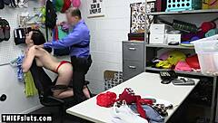 I watch as pale skinned teen thief Corra Cox gets punished by perv guard with big cock