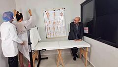 The groom takes his bride to the doctor who had to do a gynecological exam