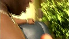 Red stockings lead to intense fucking with black cock plus footjob until wet cumshot