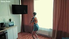 Intense workout turns wild when petite redhead Elena Ross takes huge cock and cumshot