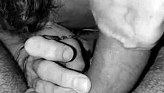 Rhonda BJ queen deepthroats cock and swallows cum from nuts