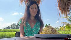 i love getting messy facial in public cafe while eating pasta carbonara with cum on my face