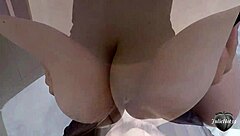 Juliehot33 rides a big cock in close-up amateur POV sex as a horny brunette wife