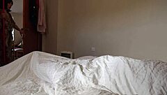 The hotel maid spots a big black french cock and starts stroking it eagerly