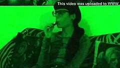 Beth kinky sexy goth domina smoking in green light pt1 hd.
