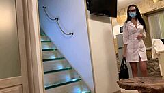 Descriptive Hot Nurse In Latex Gloves And Glasses Delivers Deepthroat Blowjob Therapy With Riding Orgasm.