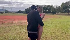 casada gets wild flashing and fucking ass in public football field exhibition