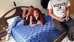 i play video games in the afternoon and friends end up with latina ass milking tattoo action