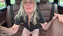 i grabbed my huge anal dildo and fisted it deep while squirting in the car outdoors.