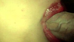 My stepsister moans with pleasure as she plays with my cock and sticks out her tongue waiting for cum 😈🍆💦