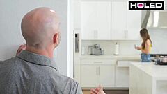 Babysitter takes big cock in butthole for anal creampie