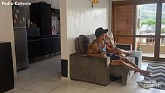 This naughty married blonde with big ass and natural tits gets wild in group quickie while hiding from husband