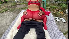 Exhibitionist Filipina babe licks and rides cock doggystyle in garden. Horny step brother joins outdoor flashing fetish fun?