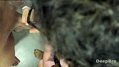 Oh man, this ugly girl totally loses it giving the sloppiest wild blowjob ever to that monster cock