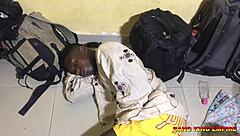 In our one-room apartment my husband catches us riding his buddy's huge cock on my wet pussy