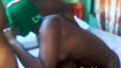 she takes his monster cock deep in her ass, riding cowgirl style before bending over for doggystyle anal pounding in homemade amateur encounter.