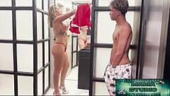 I caught that horny young guy spying on me in the closet and fucked him!