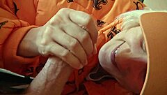 Oh man, that amateur homemade facial on my girlfriend was wild with cum in mouth