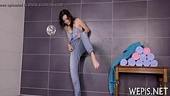 Oh wow, why is that babe playing with toys and pissing everywhere so wildly!