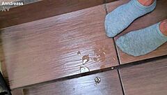 cum explosion from huge monster cock during outdoor public masturbation close up