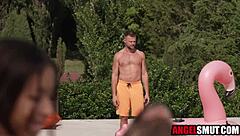 Why do these petite ebony step nieces crave a hardcore foursome bang with huge cock?