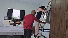 overwhelmed by curly huge tits and seductive muse riding monster cock until interracial creampie drips from big ass