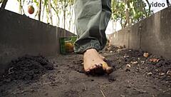 Squashing Tomatoes Barefoot In Dirty Ranch Asmr With Country Foot Fetish Teasing