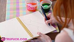 scarlet sucks diego off and rides him to a cum finish