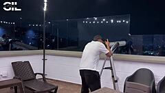 Curvy Colombian Salomé Gil Faces Dirty Talk Facial and Deepthroat from Neighbor's Young Son on Terrace