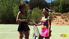 Winning that bet means Tristan Berrimore gets to lick and finger Cameron Canada's big ass and pussy for lesbian orgasms