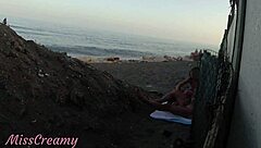 he flashes his cock at the beach in front of his not daughter and she helps him cum in public while everyone watches - real risky encounter