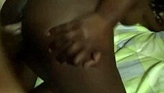 Petite Ebony Babe's Eyes Glow While Sucking Huge Interracial Cock Balls!