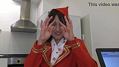 Air hostess Suzy Rainbow gives first-time amateur blowjob in close-up POV during steamy casting interview session
