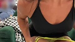 Beautiful Brunette Flashes Publicly Then Gets Quick Fuck In Changing Room With Big Cock Blowjob Doggystyle