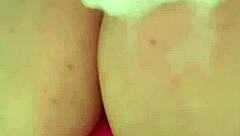 British woman enjoys a relaxing shower routine