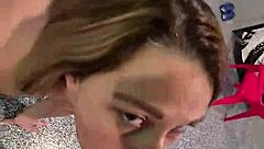 Wife strips after beer pong bet and sucks huge cock in homemade amateur blowjob