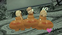 Having fun with three bold beauties in Roblox scenes