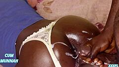 Deep raw anal fuck with panty to the side and lots of cum everywhere