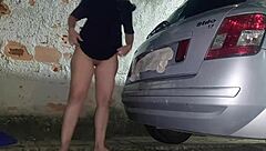 Brazilian brunette flashes big ass in lingerie outdoors for interracial anal fun