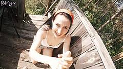 i feel so thrilled with risky outdoor facefuck and cum swallow in forest