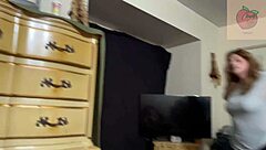 Blonde Milf Takes Care of Guy's Bum Knee with Deepthroat Blowjob and Cum in Mouth