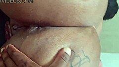 Teasing chubby amateur with big tits gets intense black cock gaping action