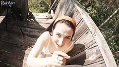 i feel so thrilled with risky outdoor facefuck and cum swallow in forest