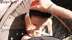 i feel so thrilled with risky outdoor facefuck and cum swallow in forest