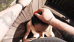 i feel so thrilled with risky outdoor facefuck and cum swallow in forest