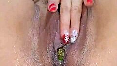 fisting huge avocado deep in wet squirting pussy
