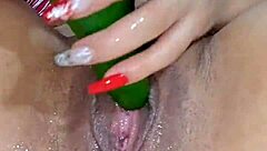 fisting huge avocado deep in wet squirting pussy