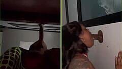 Raw Gloryhole Sucking Strangers' Big Black Cocks with Sloppy Deepthroat and Facial Cum