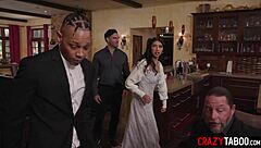 Naughty Latina teen Penelope Woods with big ass gets double penetration in rough gangbang reality